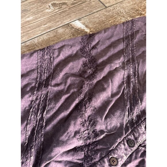 Soft Surroundings Button Front‎ Skirt Womens TM Embroidered Purple Boho A Line - Picture 5 of 7